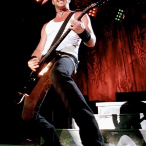 James Hetfield of Metallica plays on the Lollapalooza Tour in Des Moines, 1996.